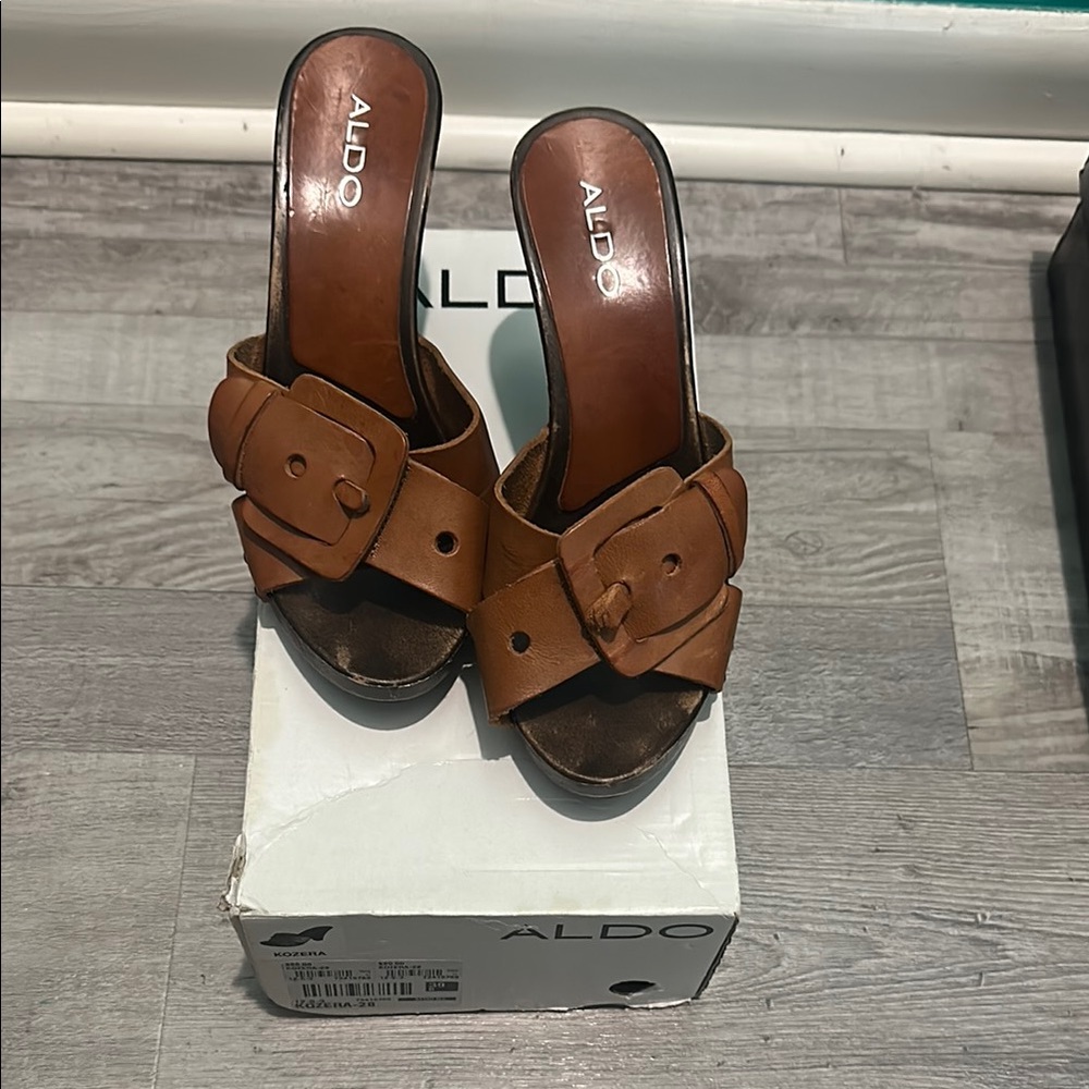 Aldo Women's Brown Slide Sandals